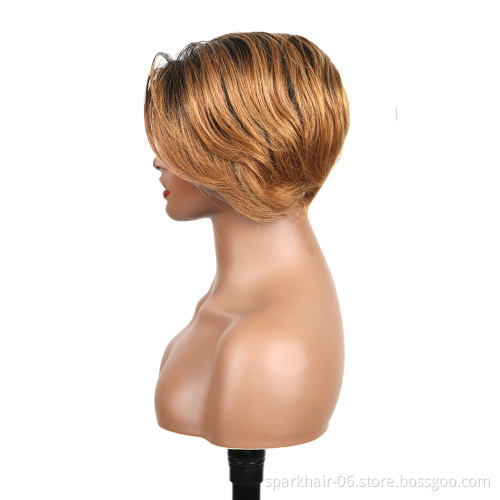 High Density Wholesale Price Swiss Lace Peruvian Hair Human Hair Wig 9A Grade Pixie Cut Short Full Lace Wig